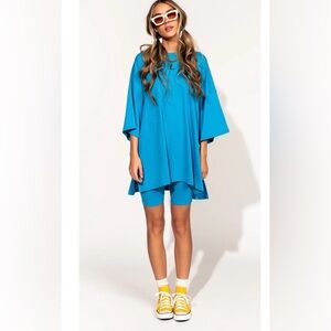 Dressed In lala ribbed Malone biker shorts set electric blue